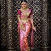 Luminous Pink Soft Lichi Silk Ordinary Design Rich Pallu Saree