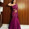 New Model Wine Georgette Thread Sequence Lehenga Saree