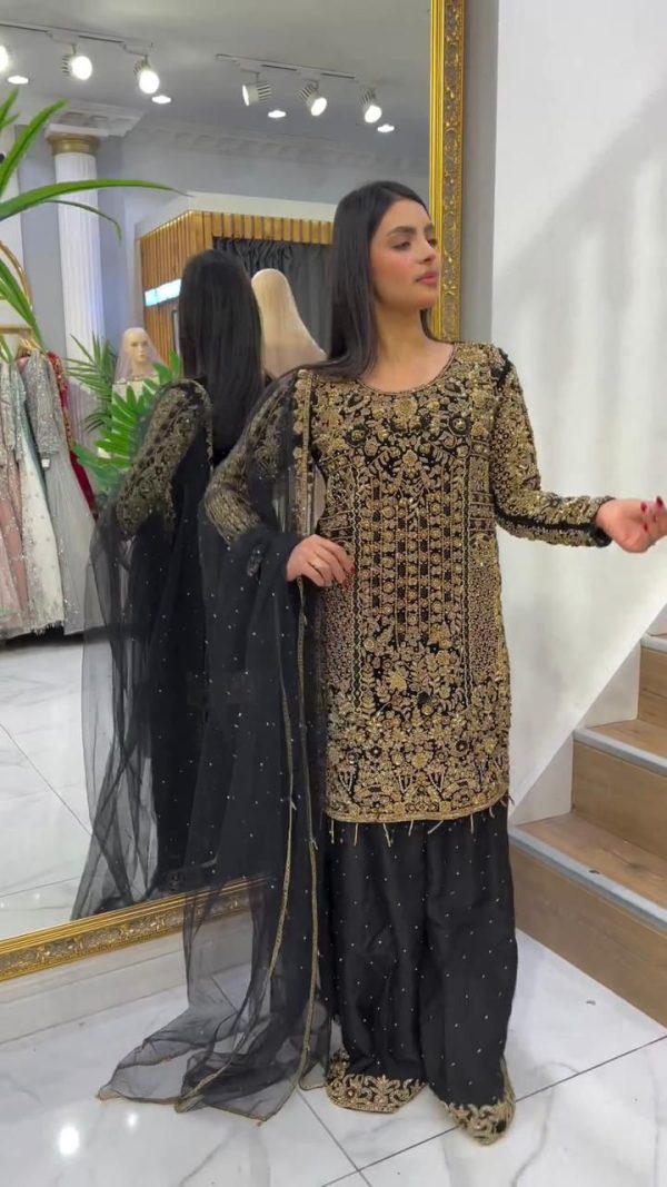 Nice Black Color Georgette Cording Sequence Embroidery Salwar Suit 3 2