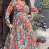 Nice Blue Color Chinon silk Digital Print real Mirror Work Kurti