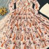 Nice Cream Color Chinon silk Digital Print real Mirror Work Kurti