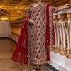 Perfect Red Color Georgette Coding Embroidery Stone Work Kurti
