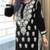 Pretty Black Color Heavy Rayon Cotton Style Embroidery Kurti