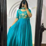 Pretty Blue Color Faux Georgette Multi-Thread Work Anarkali Suit