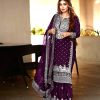 Pretty Purple Color Georgette Embroidery Sequence Salwar Suit