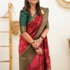 Pretty Red Color Soft Lichi Silk Cloth  Rich Pallu Work Saree