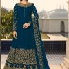 Pretty Royal Blue Color Georgette With Cording Work Sharara Suit