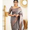 Slightly Grey Color Soft Lichi Silk Cloth Rich Pallu All Over Saree