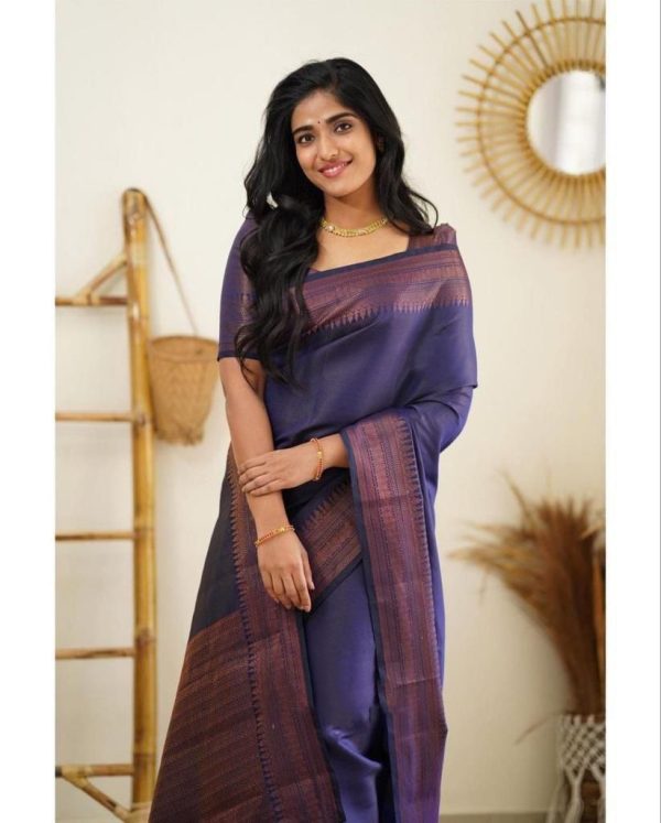 Slightly Violet Color Soft Lichi Silk Cloth Rich Pallu All Over Saree