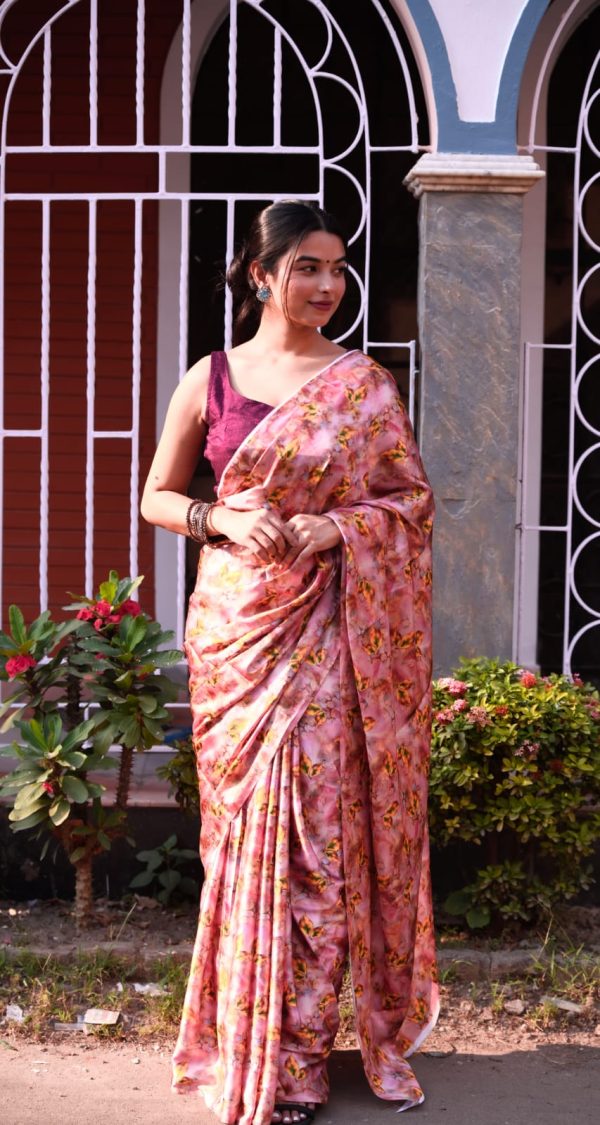 Softly Pink Color Heavy Devsena Soft Silk Digital Printed Saree