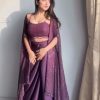 Special Purple Color Rangoli Silk Threads Embroidery Salwar Suit