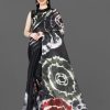 Sublime Black Color Zimmi Chu Digital Sibori Printed Work Saree