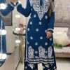 Sublime Blue Color Rayon Chain-Stitch Sequence Salwar Suit