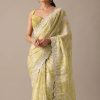 Sublime Yellow Color Georgette Digital Prints Embroidery Saree