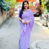 Superb Violet Color Georgette Embroidery Cotton Thread Saree