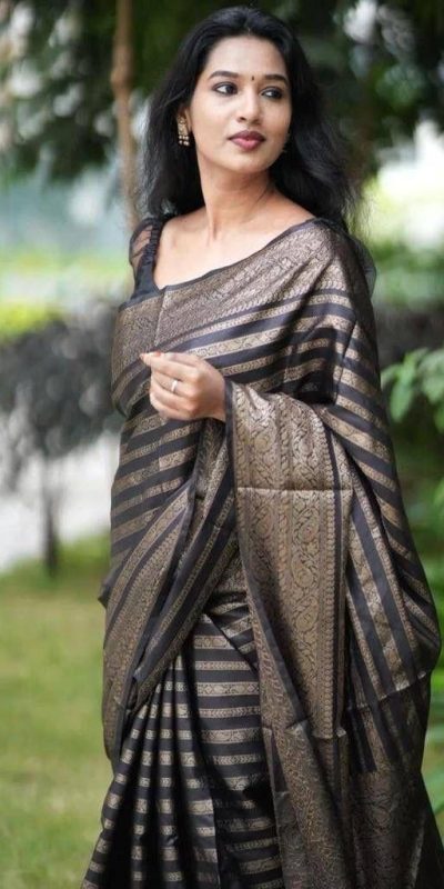 KP 4085 Black Color Soft Lichi Silk Jacquard On All Over Saree Casual, Party Wear, Wedding, Events Etc. Expected Delivery 4-6 Working Days @1399/- | Bollywood Sarees, Creative Sarees, Designer Sarees, Embroidered Sarees, Ethnic Saree, Modern Digital sarees, Party Wear Sarees, Sarees