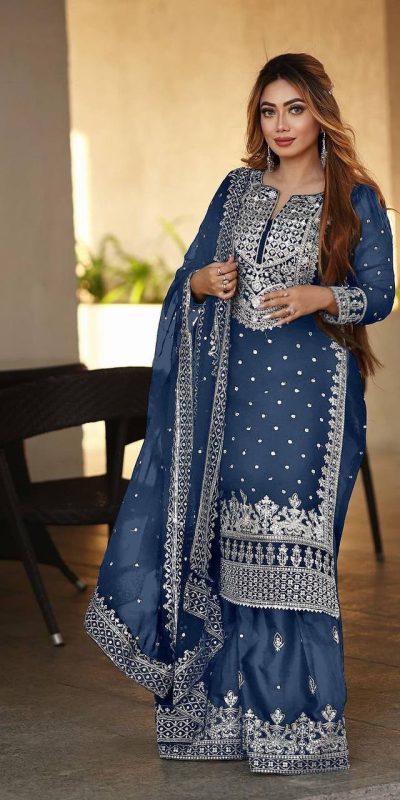 SSR 449 Blue Georgette Embroidery Sequence Salwar Suit Wedding, Party, Festive, Events Expected Delivery 4-6 Working Days @ 2049/- Only | Casual Suits, Creative suits, Designer Suits, Party Wear Suits, Salwar suit, Straight Suits