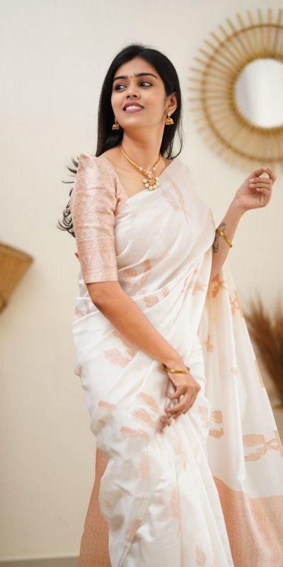 KP 4091 Off White Color Soft Lichi Silk Cloth Rich Pallu All Over Saree Events Casual, Wedding, Festive, Events . Expected Delivery  4-6 Working Days @1249/- | Bollywood Sarees, Creative Sarees, Designer Sarees, Embroidered Sarees, Ethnic Saree, Modern Digital sarees, Party Wear Sarees, Sarees