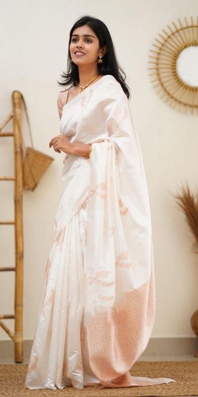 KP 4091 Off White Color Soft Lichi Silk Cloth Rich Pallu All Over Saree Events Casual, Wedding, Festive, Events . Expected Delivery  4-6 Working Days @1249/- | Bollywood Sarees, Creative Sarees, Designer Sarees, Embroidered Sarees, Ethnic Saree, Modern Digital sarees, Party Wear Sarees, Sarees