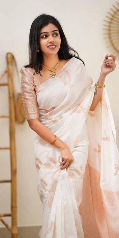 KP 4091 Off White Color Soft Lichi Silk Cloth Rich Pallu All Over Saree Events Casual, Wedding, Festive, Events . Expected Delivery  4-6 Working Days @1249/- | Bollywood Sarees, Creative Sarees, Designer Sarees, Embroidered Sarees, Ethnic Saree, Modern Digital sarees, Party Wear Sarees, Sarees