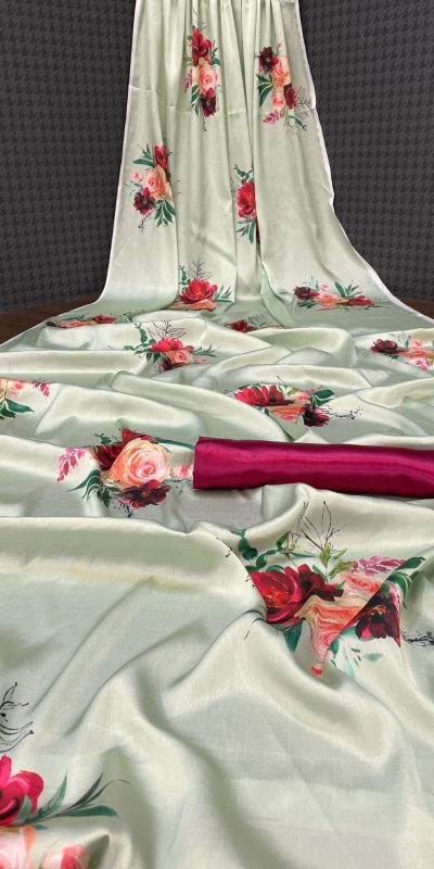 Aglow Cream Color Devsena Soft Silk Digital Printed Work Saree