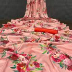 Aglow Peach Color Devsena Soft Silk Digital Printed Work Saree