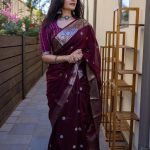 Aglow Purple Soft Lichi Silk Ordinary Design Rich Pallu Saree