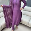 Aglow Violet Chinnon Silk Embroidery Coding Dori Salwar Suit