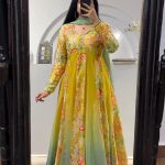 Aglow Yellow Color Muslin Digital Printed Hand Work Salwar Suit