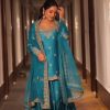 Artful Blue Color Chinnon Silk Embroidery Sequence Salwar Suit