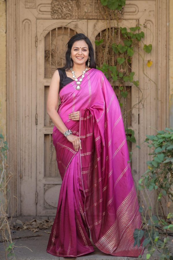 Artful Pink Color Jacquard Rich Pallu On All Over The Saree