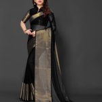 Beautiful Black Color Chiffon Running Chiffon Blouse Work Saree
