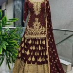 Captivating Maroon Color Chinnon Silk Embroidery Lehenga Choli
