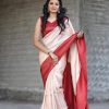 Dazzling Cream Color Soft Silk Beautiful Rich Pallu All Over Saree