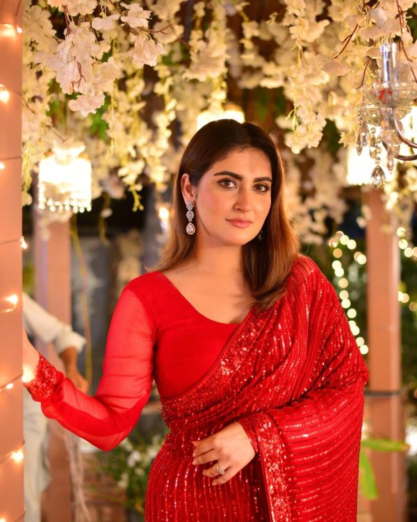 Dazzling Red Color Georgette Embroidery Sequence Work Saree