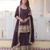 Dazzling Wine Color Georgette Sequence Embroidery Salwar Suit