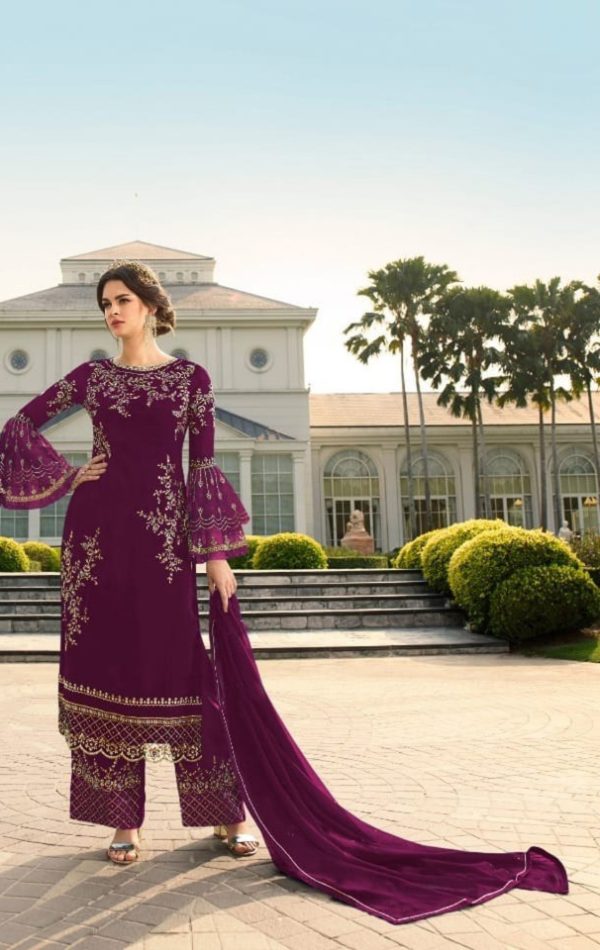 Elegant Purple Color Georgette Embroidered Sequence Salwar Suit 1