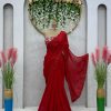 Elegant Red Color Faux Georgette Thread With Sequence Saree