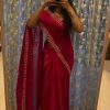 Elegant Red Color Soft Jimmy Choo Embroidery Sequence Saree