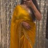 Elegant Yellow Color Soft Jimmy Choo Embroidery Sequence Saree