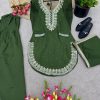 Exotic Green Color Pure Chinnon Embroidery Diamond Salwar Suit