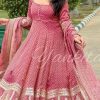 Fine Pink Color Georgette Material Digital Printed Anarkali Suit