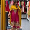 Glamorous Pink Color Roman Silk Embroidery Sequins Gown