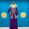 Glamorous Violet Color Chinon Silk Embroidered Sequence Saree
