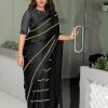 Good-Looking Black Color Vichitra Fabric And Sequence Saree