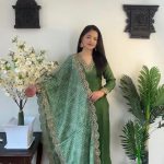Gorgeous Green Color Rayon Embroidery Work Salwar Suit
