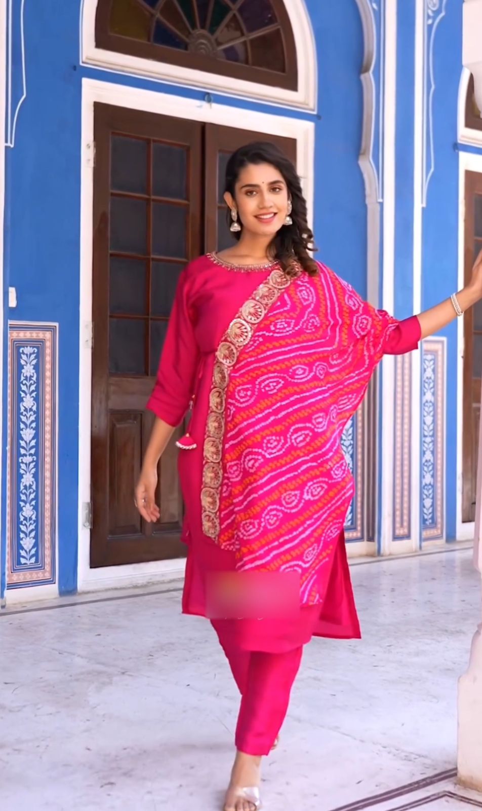 Gorgeous Pink Color Pure Cotton Embroidery Sequence Kurti