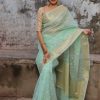 Grand Aqua Marine Color Organza Jacquard Butti Worked Saree