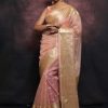 Grand Peach Color Organza Jacquard Butti Worked Saree