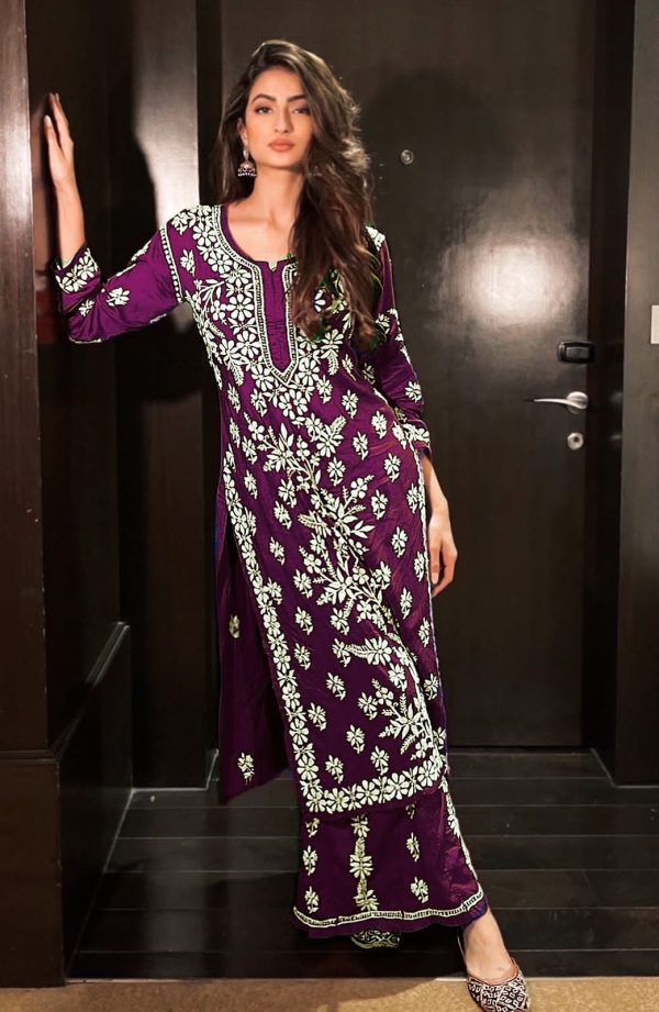 Grand Purple Color Georgette Thread Embroidered Salwar Suit